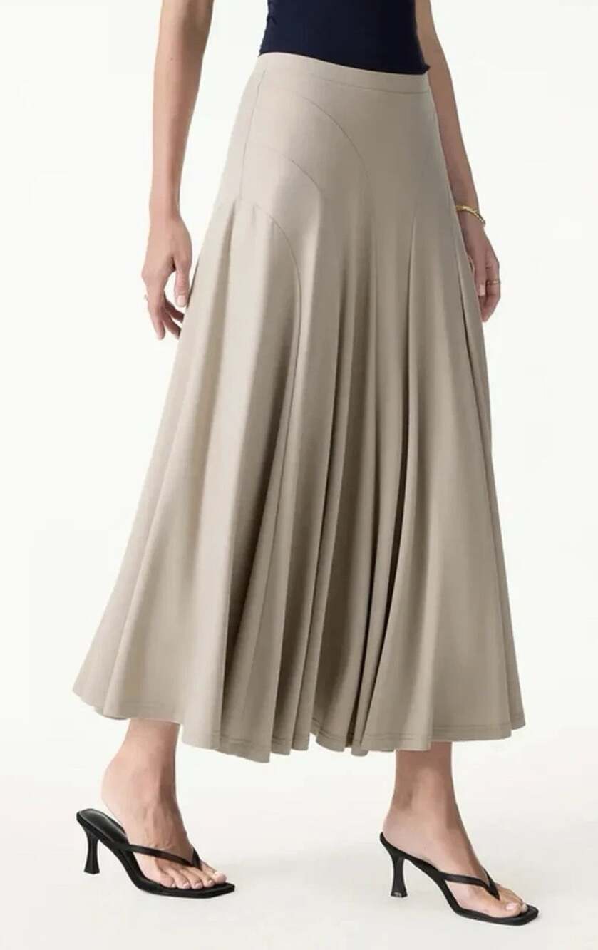 OGL Ponte Flowy Drapey Mid Rise Midi Skirt XL